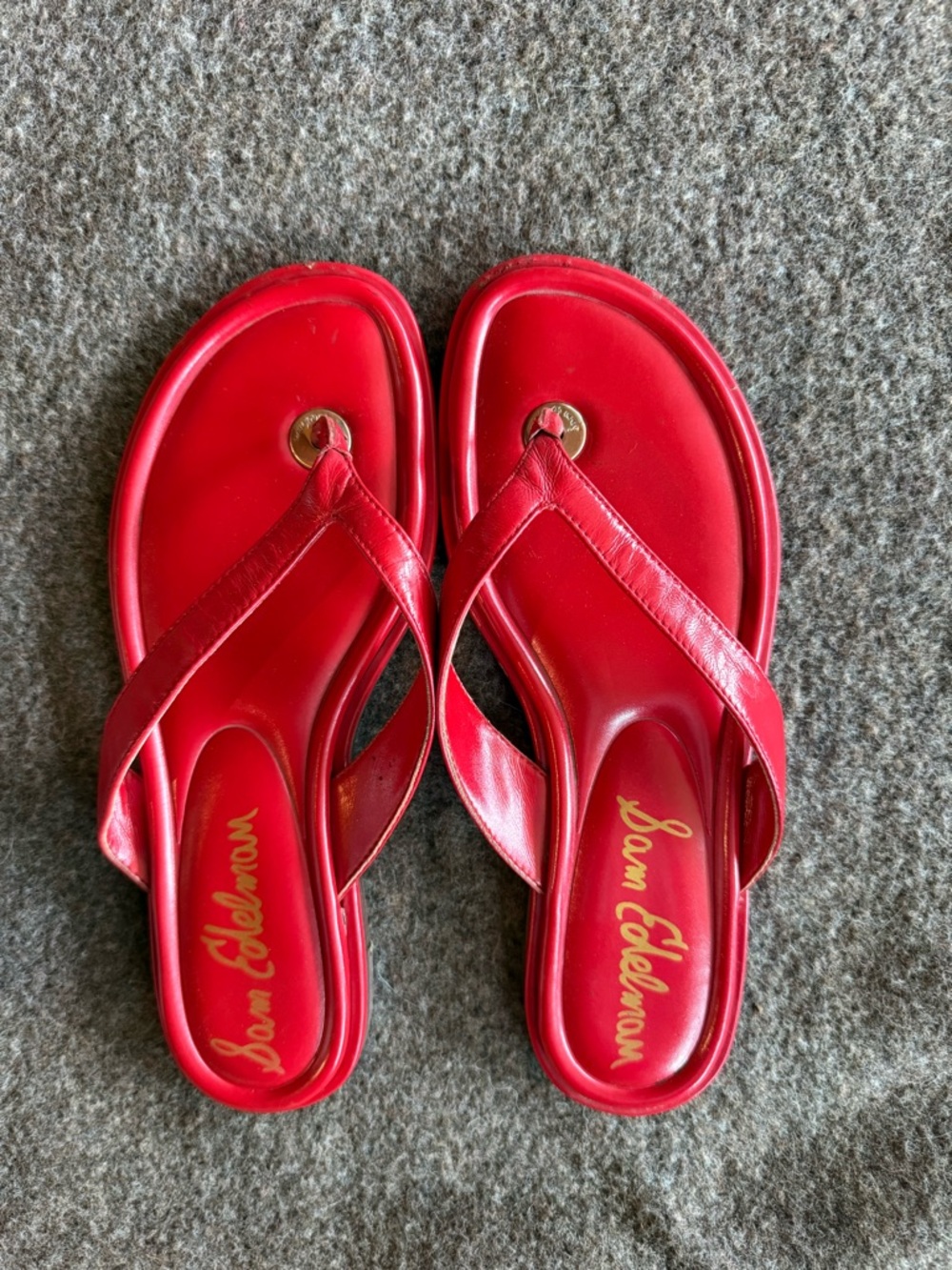 Sam Edelman Red Leather Flip Flop Sandals